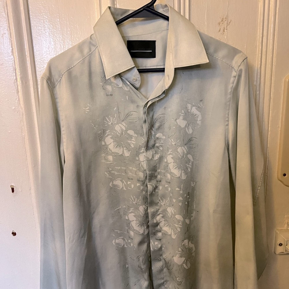 Silk texture floral button up shirt
